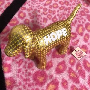 NWT VS PINK Gold Metallic Hope Dog Vintage